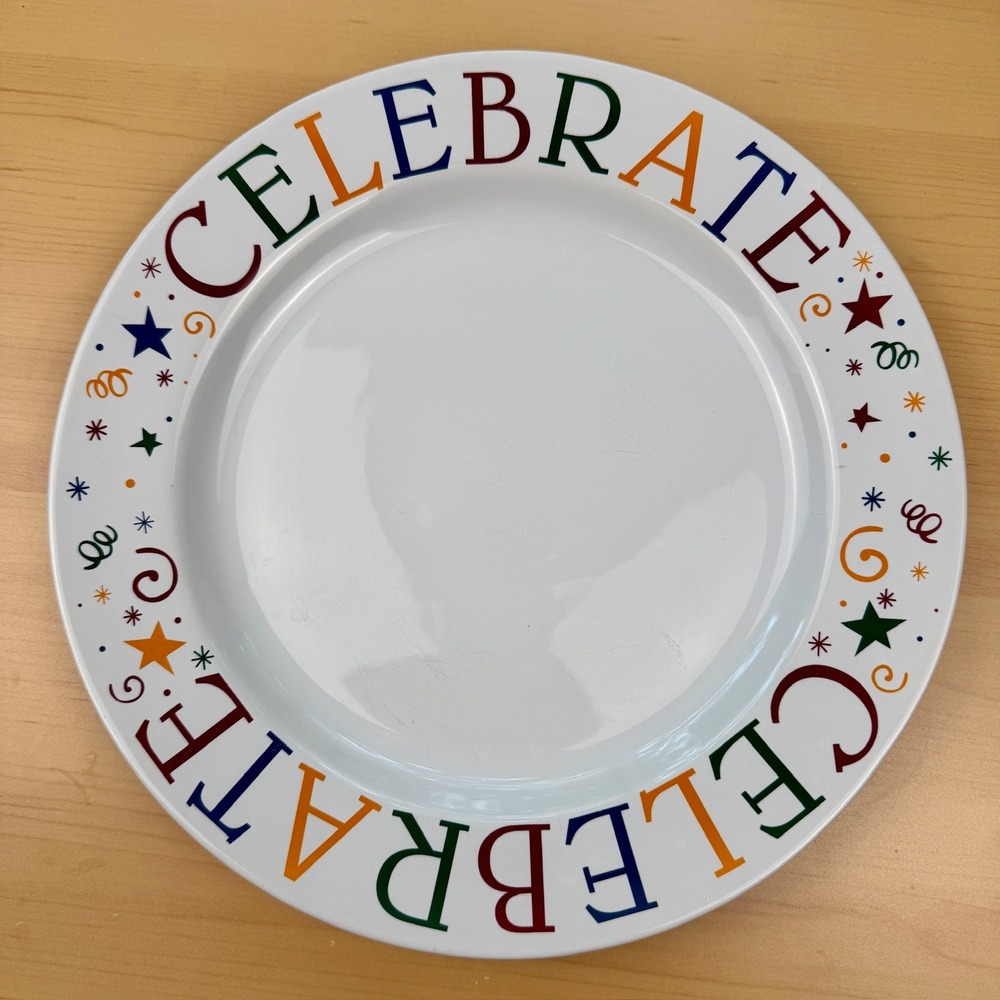 Pampered Chef Celebrate Plate White Ceramic Confetti Birthday Serving Platter